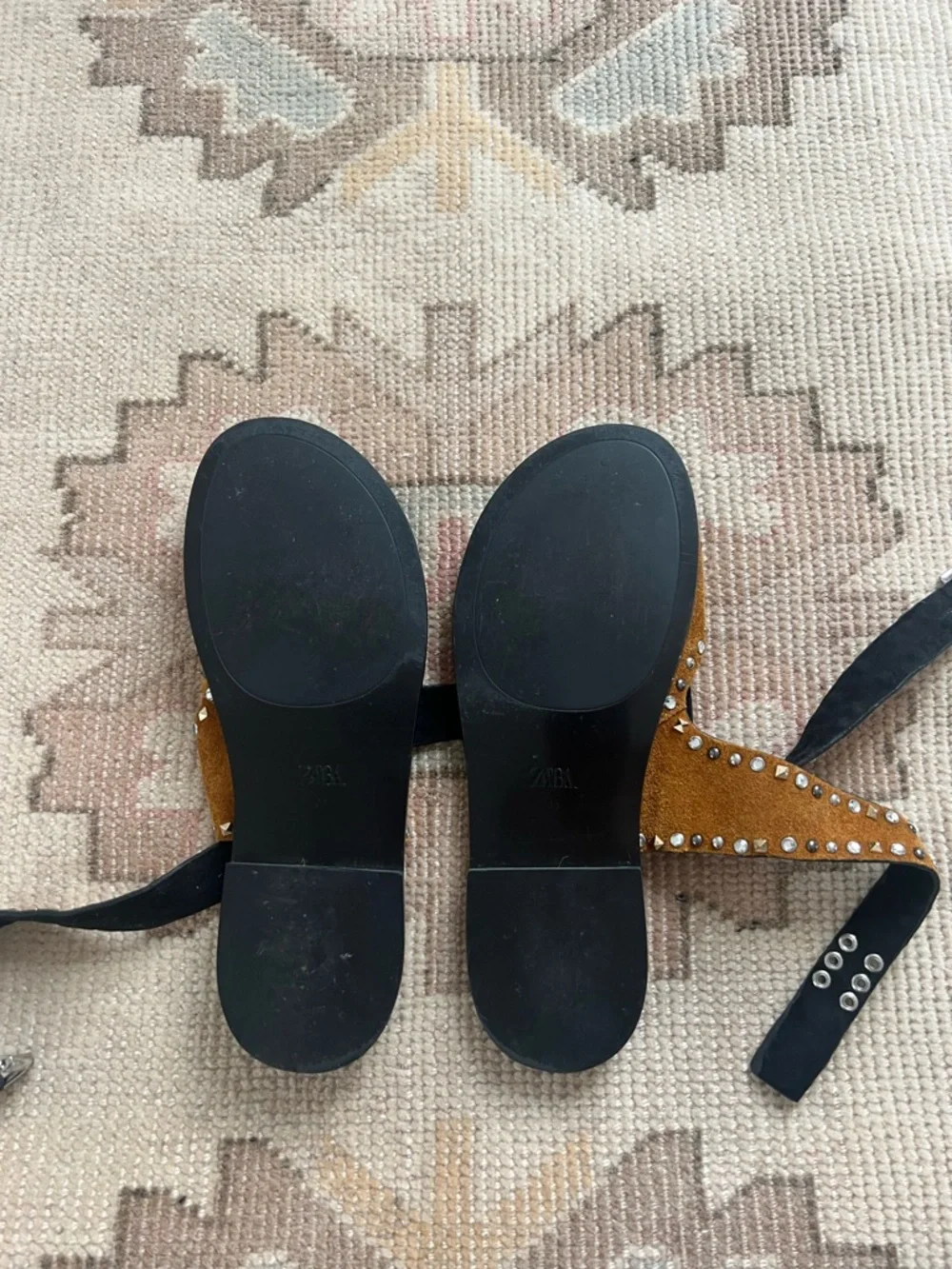 Zara Studded Flat Suede Sandals - Picture 8 of 9